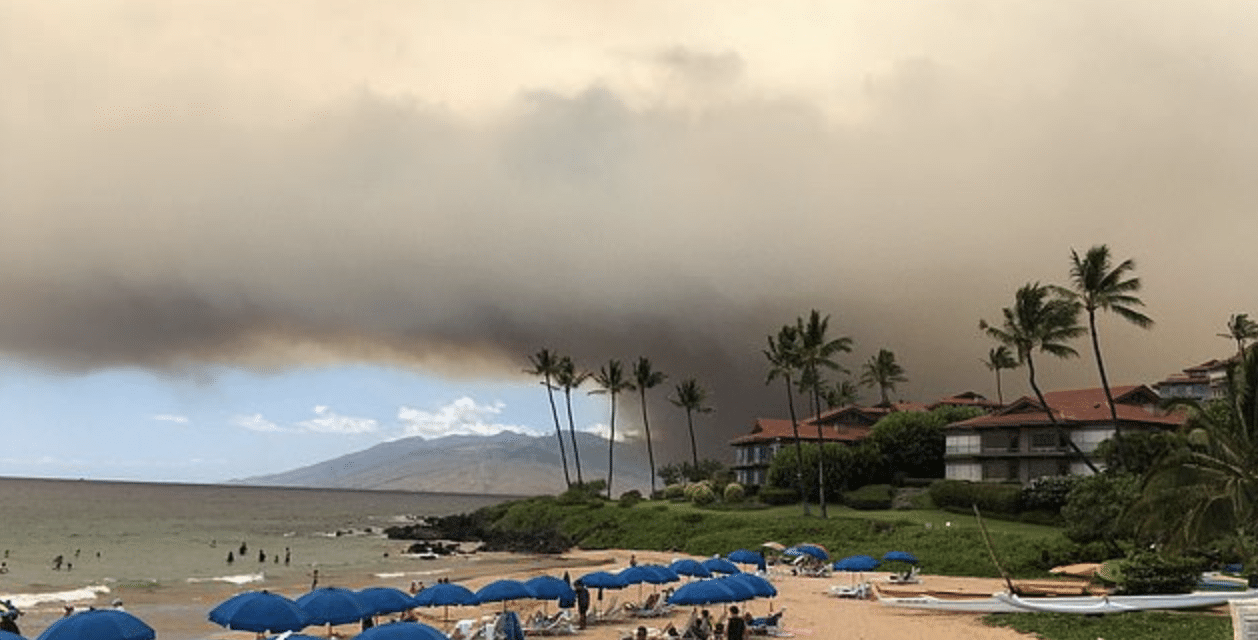 Thousands told to leave their homes on Hawaii’s Maui Island as wildfires burn across 30,000 acres and send flames and smoke billowing into sky