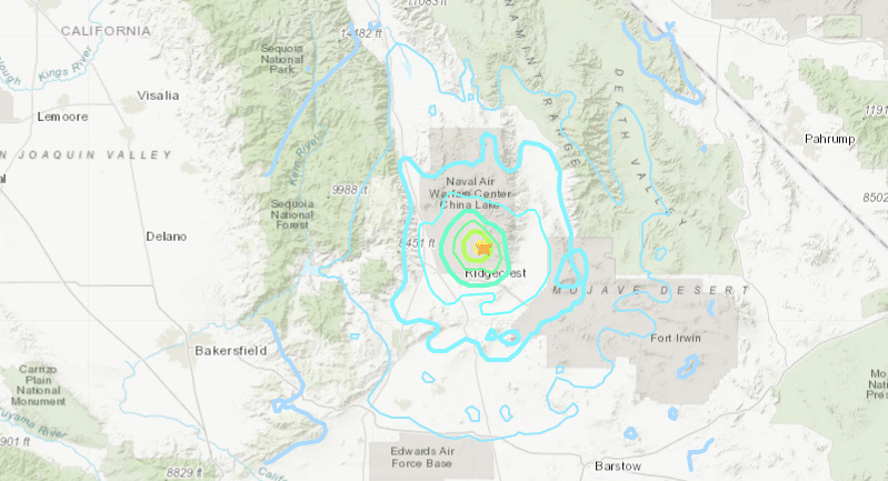 5.4 magnitude earthquake rocks Searles Valley, CA 1 day after 6.4 Independence Day Quake