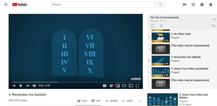 YouTube blocks PragerU Ten Commandments videos, restricts to ‘mature audiences’