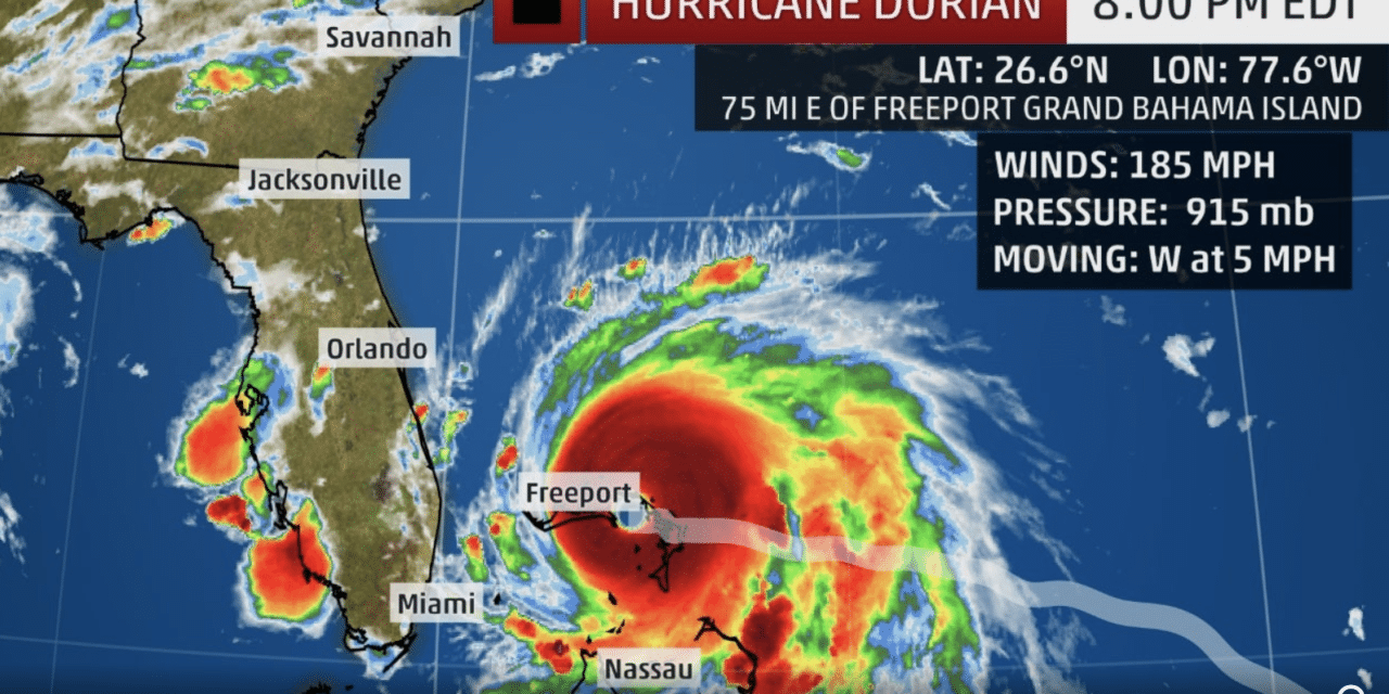 Hurricane Dorian Strikes Northwestern Bahamas as a Catastrophic Category 5; Hurricane Warning Issued in Florida