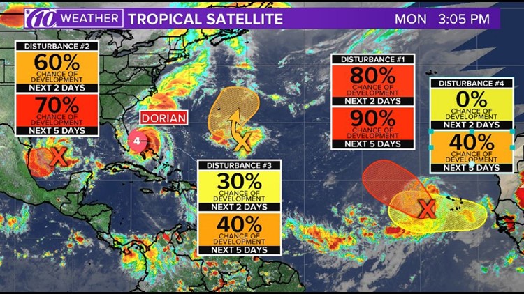 DEVELOPING: Forecasters now monitoring four other tropical disturbances
