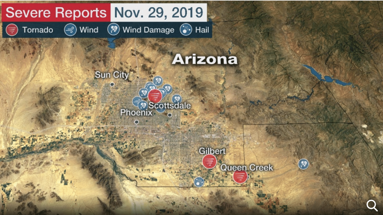 3 tornadoes were confirmed in Arizona in rare event
