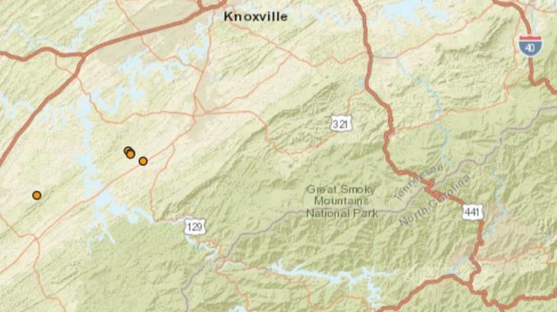 Five earthquakes rattle Tennessee-North Carolina border in 4-hour span