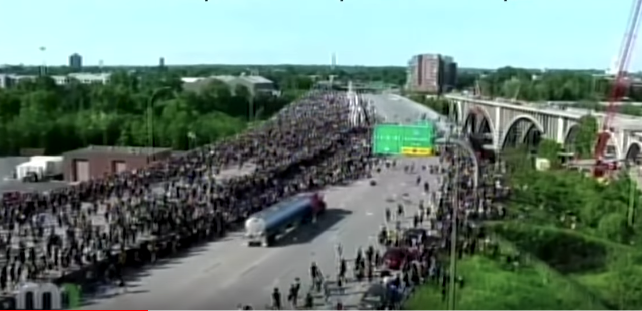Semitrailer speeds toward crowd of George Floyd protesters on Minneapolis bridge; driver arrested