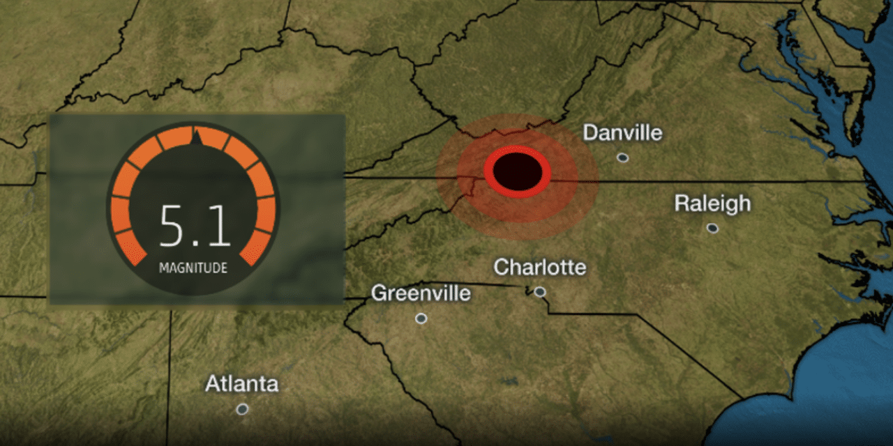 5.1 Earthquake Rattles North Carolina, Felt in 3 other states, Largest Quake since 1916