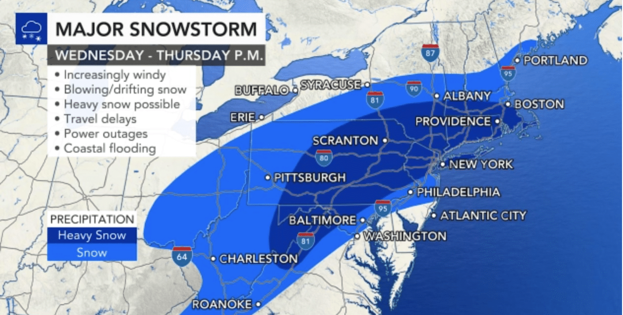 Major snow and ice storm brewing for mid-Atlantic and Northeast could bring more snow than ALL of last winter