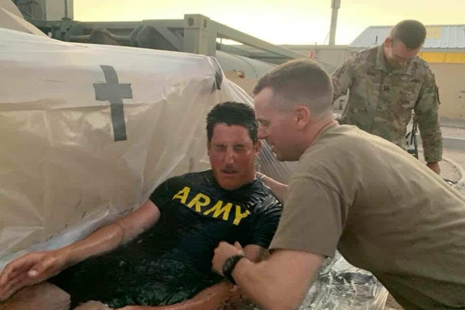 Seven US soldiers were spontaneously baptized in a ‘Makeshift Tub’ at California base