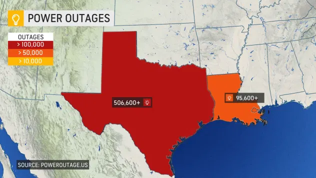 Tropical storm Nicholas knocks out power to over 400,000 customers across Texas, Entire town left underwater