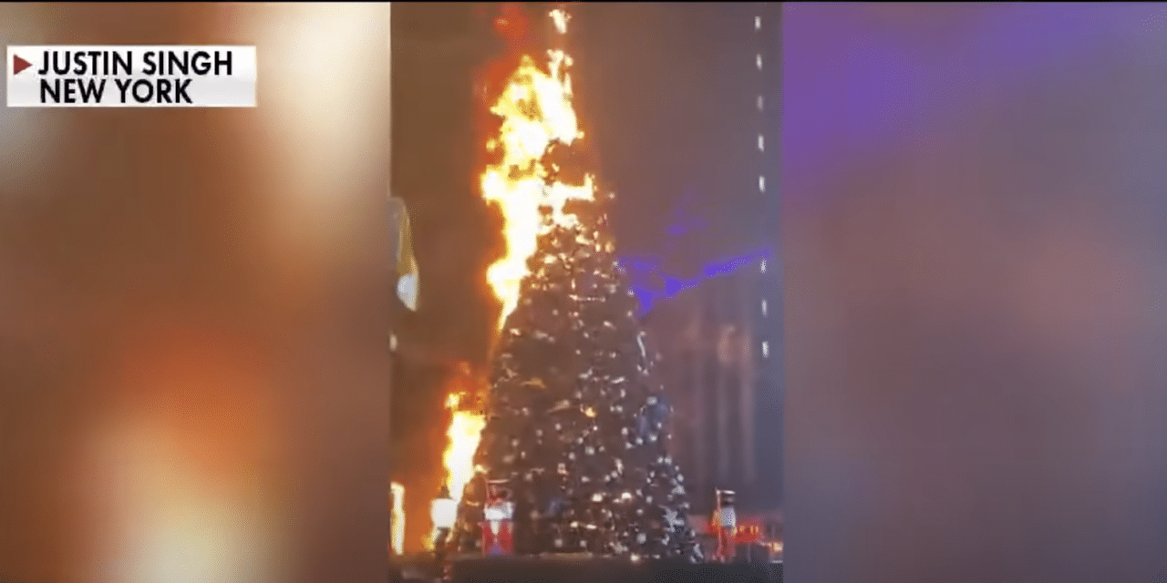 Man sets Fox News Christmas tree on fire in Midtown Manhattan