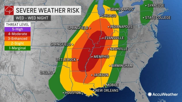 Snow system shuts down highway for 500 miles and nearly 100 million once again at risk for severe weather outbreak across heartland