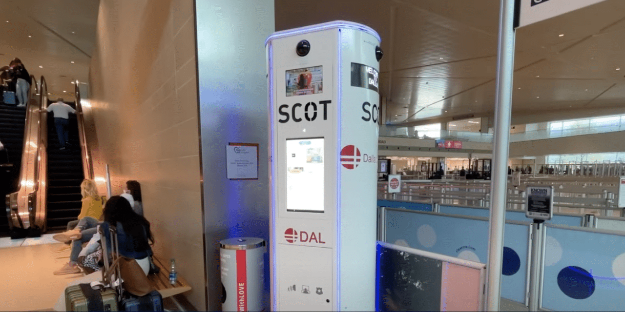 (WATCH) Seven foot robots deployed to Dallas Love Field to spot unmasked travelers and curbside loiterers
