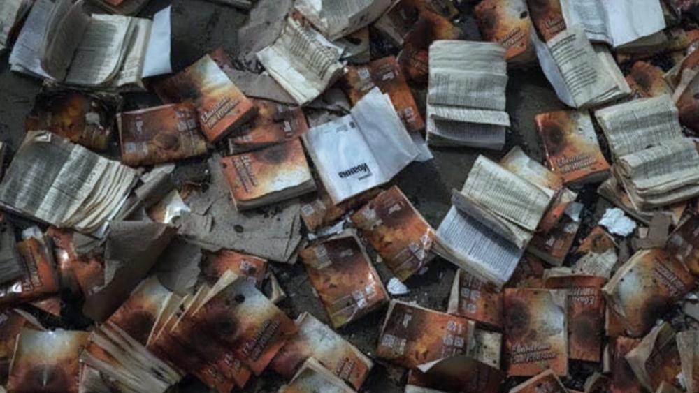 Russian troops burn stockpiles of Bibles and Ministry Center destroyed in tank crossfire in Ukraine