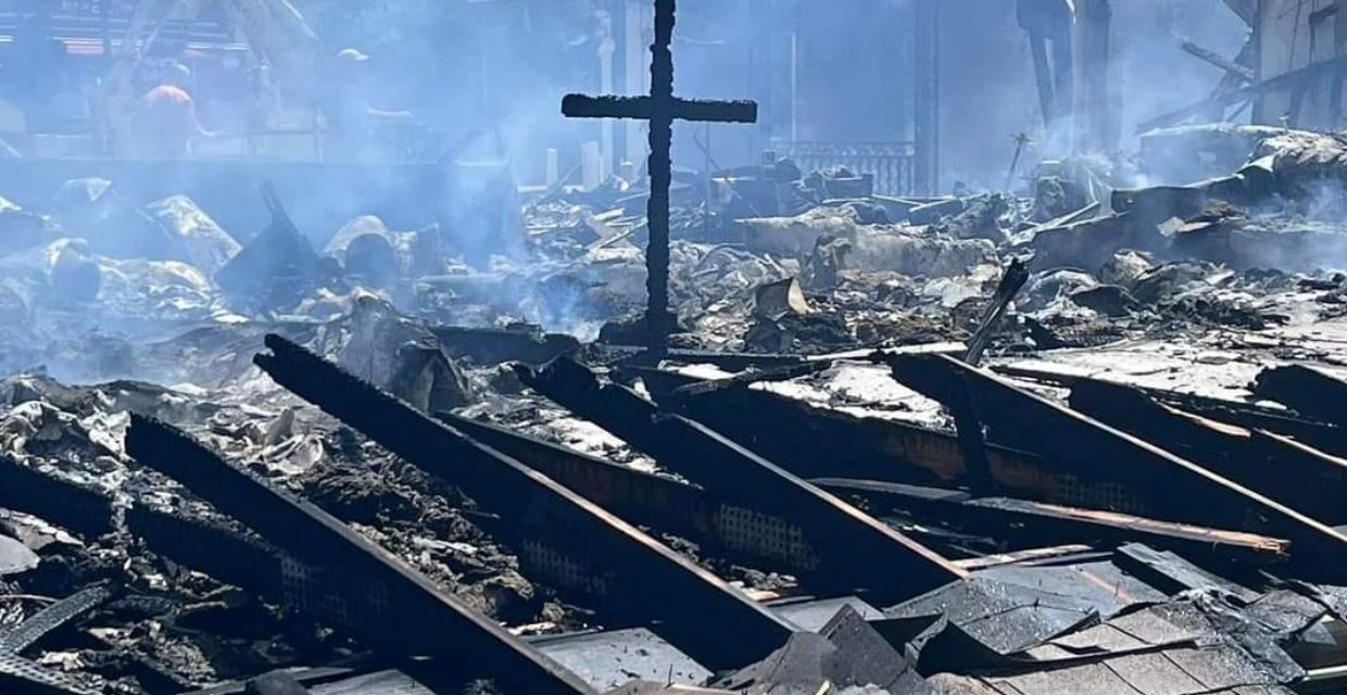 Cross remains standing after fire destroys a church in Texas