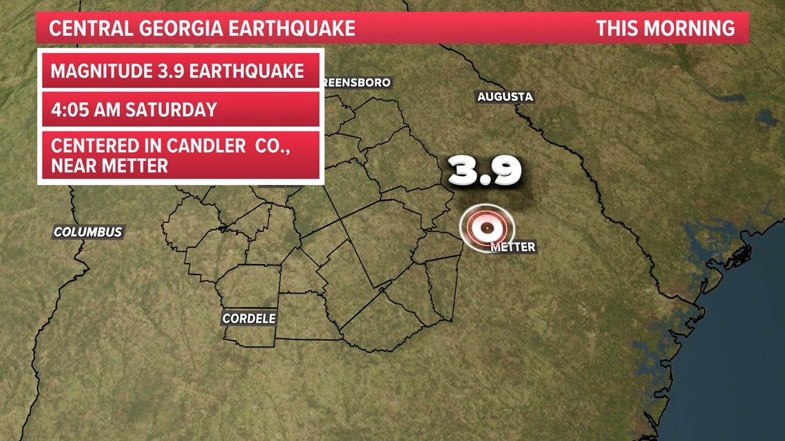 Magnitude 3.9 earthquake wakens residents in Georgia