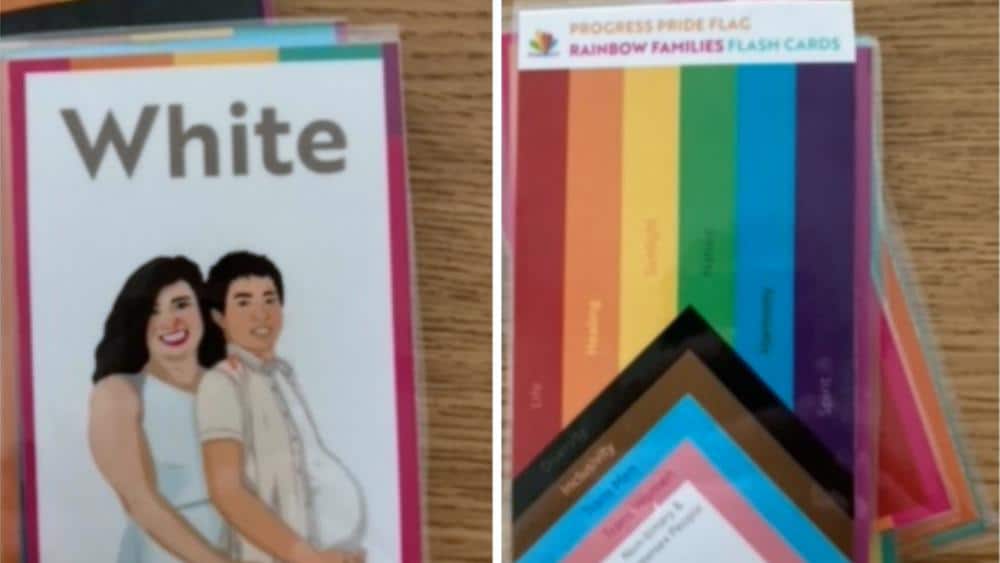 LGBTQ Flashcard showing “pregnant man” used in NC classroom to teach preschoolers about colors