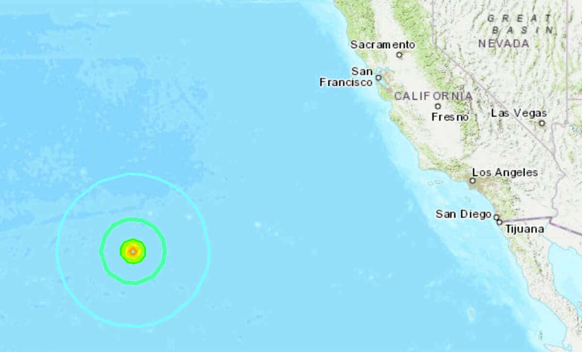 Magnitude 6.0 quake strikes in the Ring of Fire 750 miles off the coast of California – Only a week after a 5.1 magnitude hit San Francisco