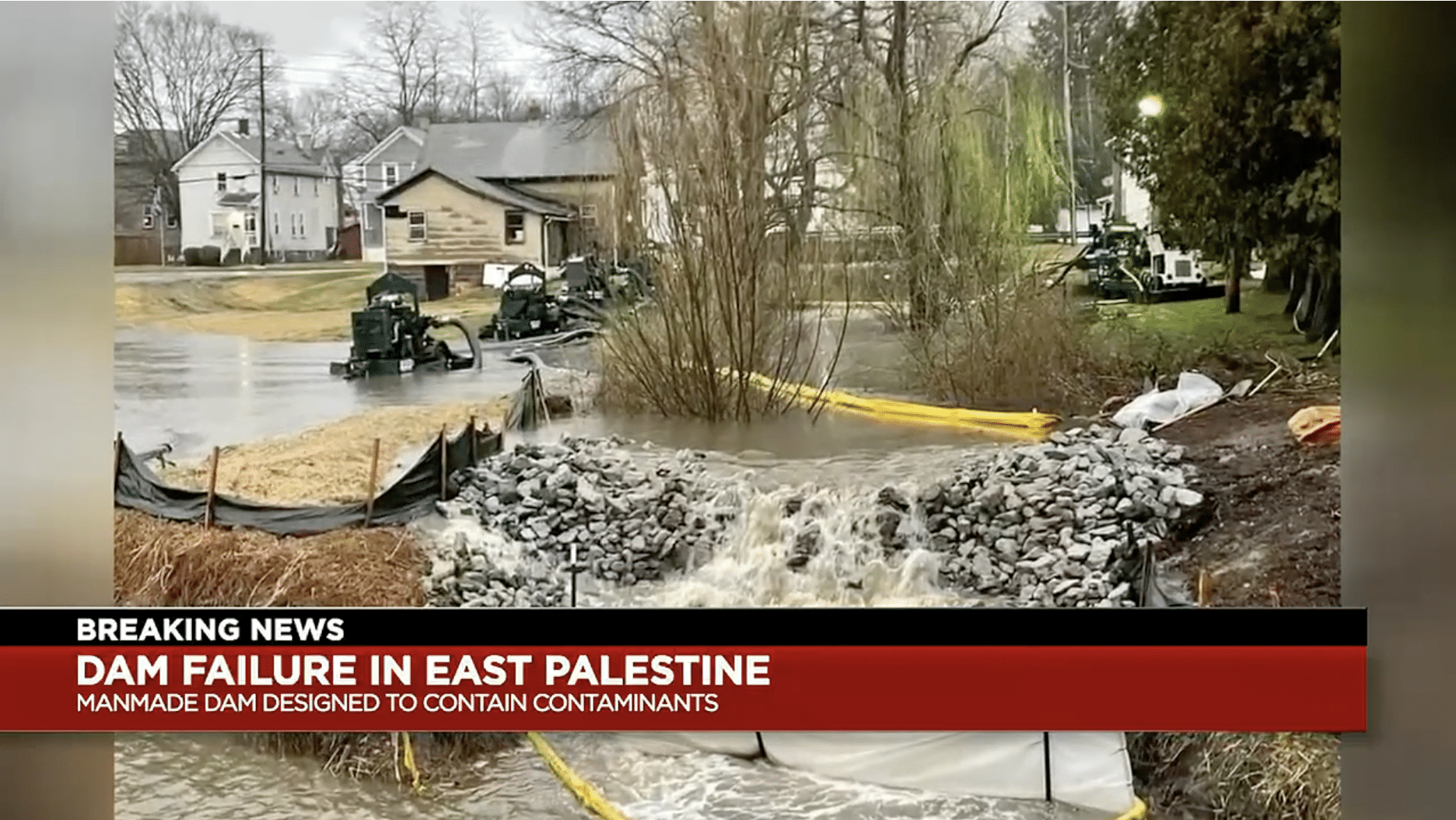 DEVELOPING: New level of fear as a makeshift dam has been breached in East Palestine