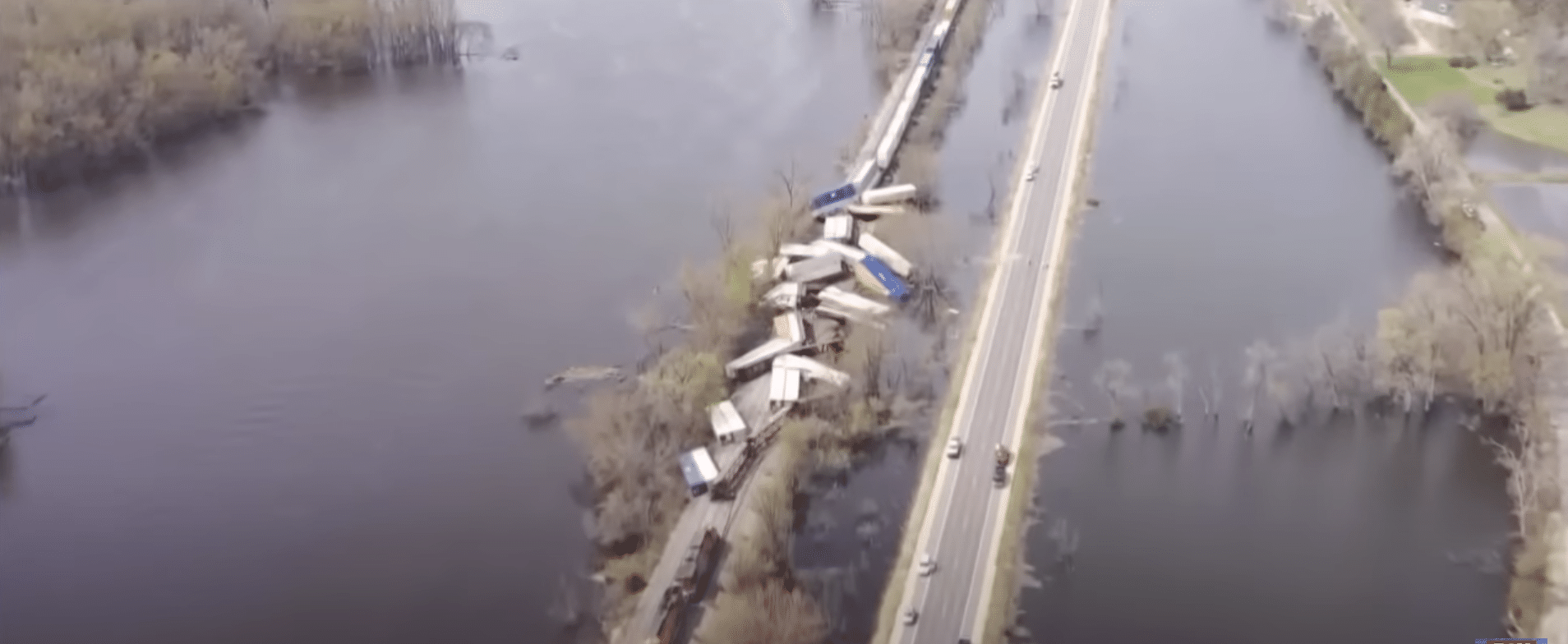 (WATCH) Two train cars have plunged into river after Wisconsin train derailment