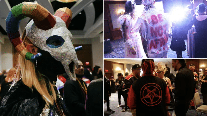 Participants at Boston SatanCon shred the Bible during opening ritual while chanting ‘Hail Satan!’