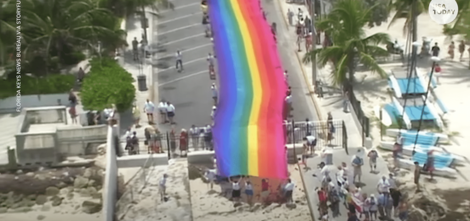 (WATCH) Mile-long Pride flag stretches from Gulf of Mexico to Atlantic Ocean in Florida Keys