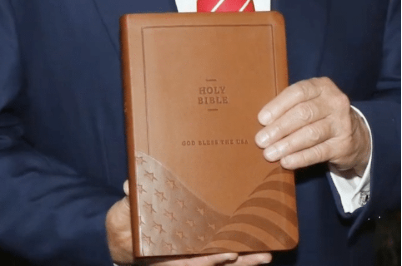 Trump is now promoting Bibles and many are accusing him of blasphemy