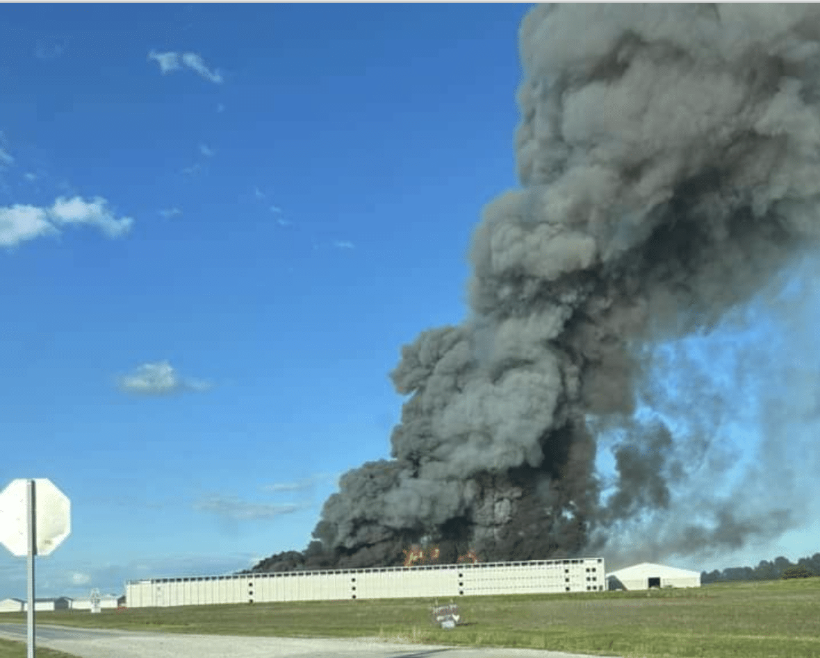 Massive fire breaks out at Illinois farm housing over one million chickens