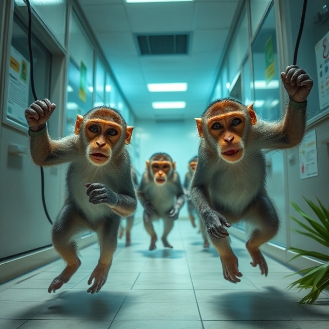 Police are on the hunt for 43 monkeys that “escaped” from a South Carolina research facility