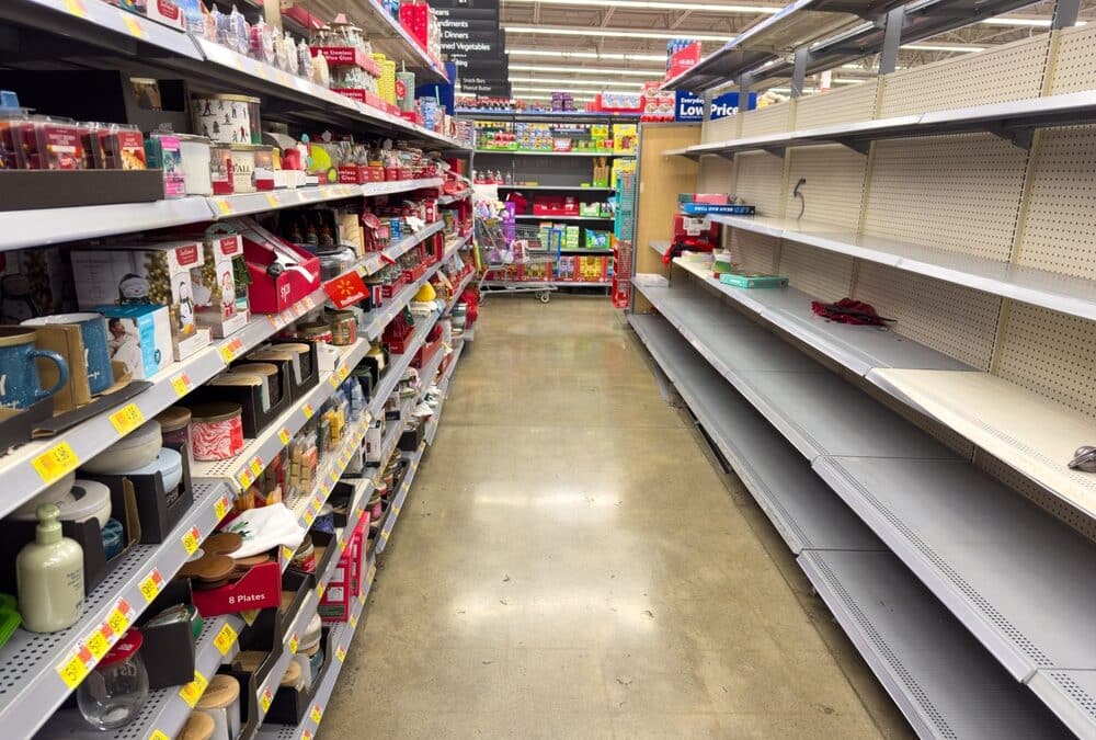 China imports have come to a halt which could result in empty store shelves by Summer