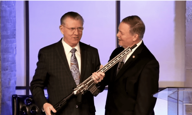 Wisconsin church gifted gold-plated rifle engraved with a MAGA-themed quote