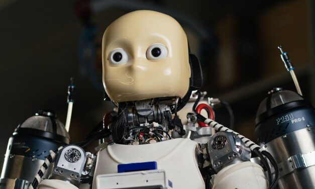 Baby-Faced Robot Becomes First Humanoid to Fly with Jetpack